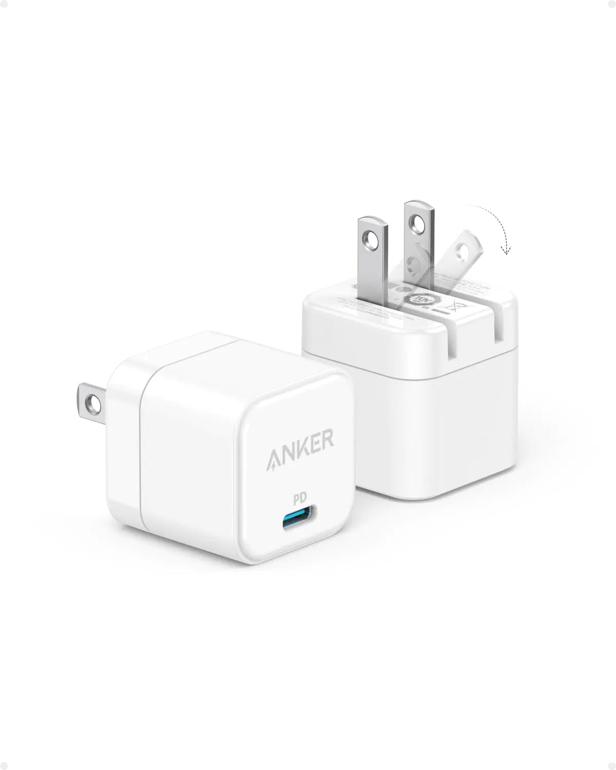 3 Pack Anker USB C Charger with Foldable Plug 20W USB C Charger Block for iPhone 16 / 15 and more Series Galaxy Pixel iPad (Cable Not Included)