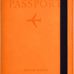 Passport Holder Passport Cover with Credit Card Slot and Boarding Pass Slot Combo Passport Wallet Case Book Travel Must Have RFID Blocking Leather Travel Accessories Orange WB Travel Store