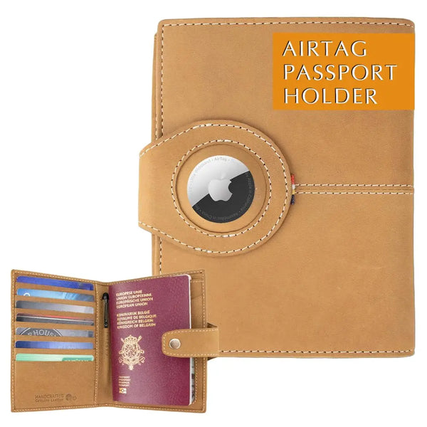 GARZINI AirTag & RFID Leather Passport Wallet WB Travel Store