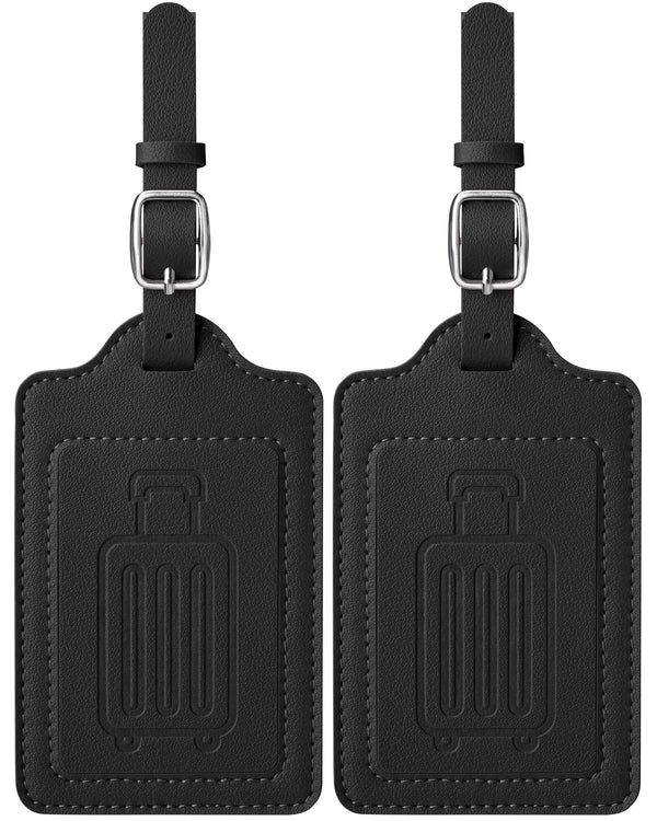 Aero Leather Tags two-pack of black PU leather luggage tags with a privacy flap