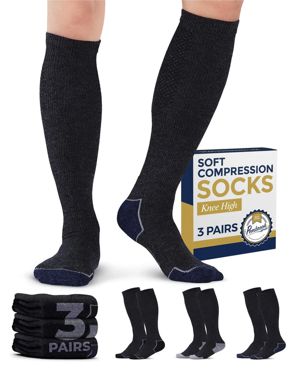 Men's flight compression socks, three-pair pack
