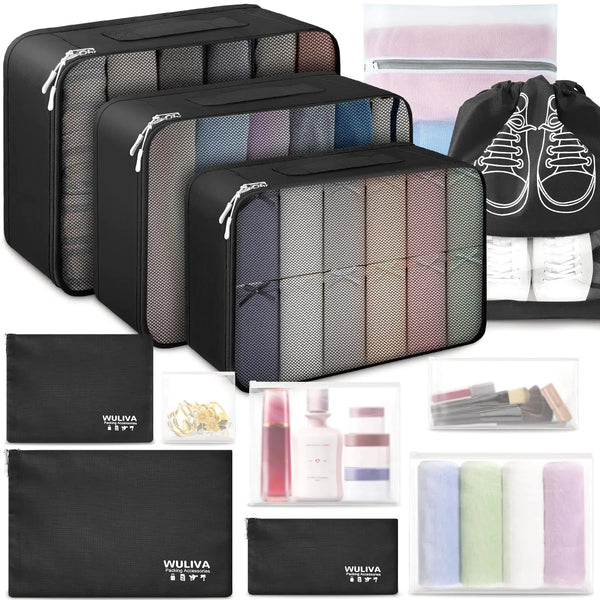 The NeatPack™ Mega System – 12-Piece Travel Organizer & Shoe Bag Set WB Travel Store