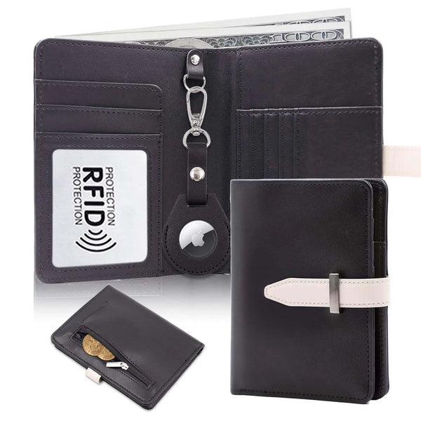 RFID passport wallet with a hidden tracker slot