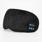 A black heated sleep mask with a small control panel on the side, photographed on a clean white background.