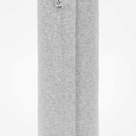 A light gray heathered fabric cylindrical floor cushion with a top hanging loop and a small vertical fabric tag reading 'big', photographed on a clean white background.