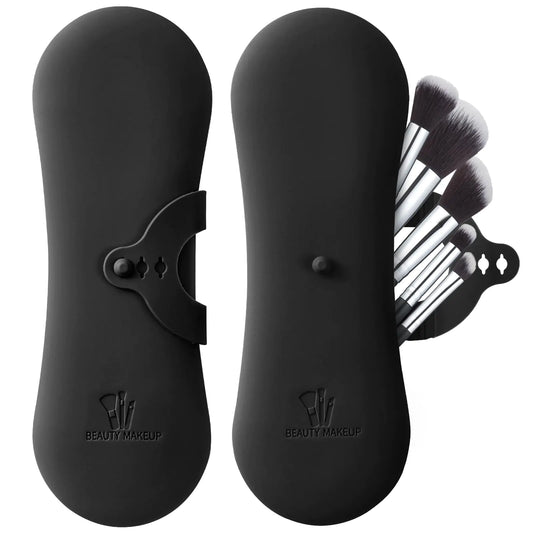 coclothy Travel Makeup Brush Holder Anti-fall Out Silicone Portable Cosmetic Face Brushes Holder Soft Travel Cosmetic Bag for Travel Travel Makeup Brush Case