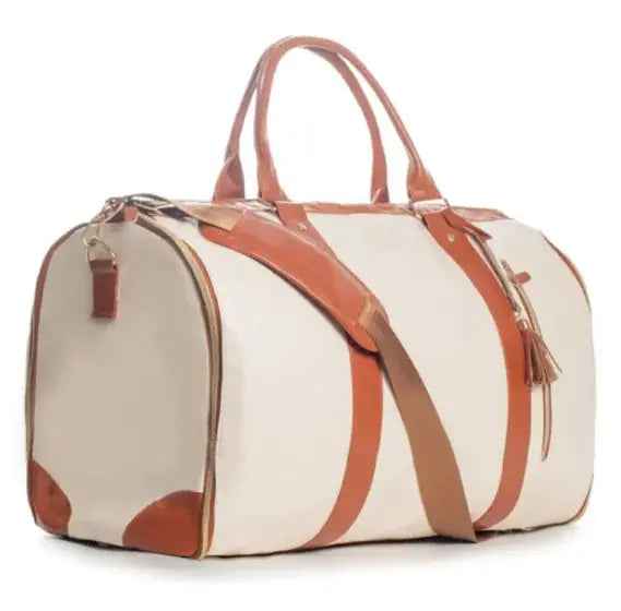 Foldable leather travel duffel
