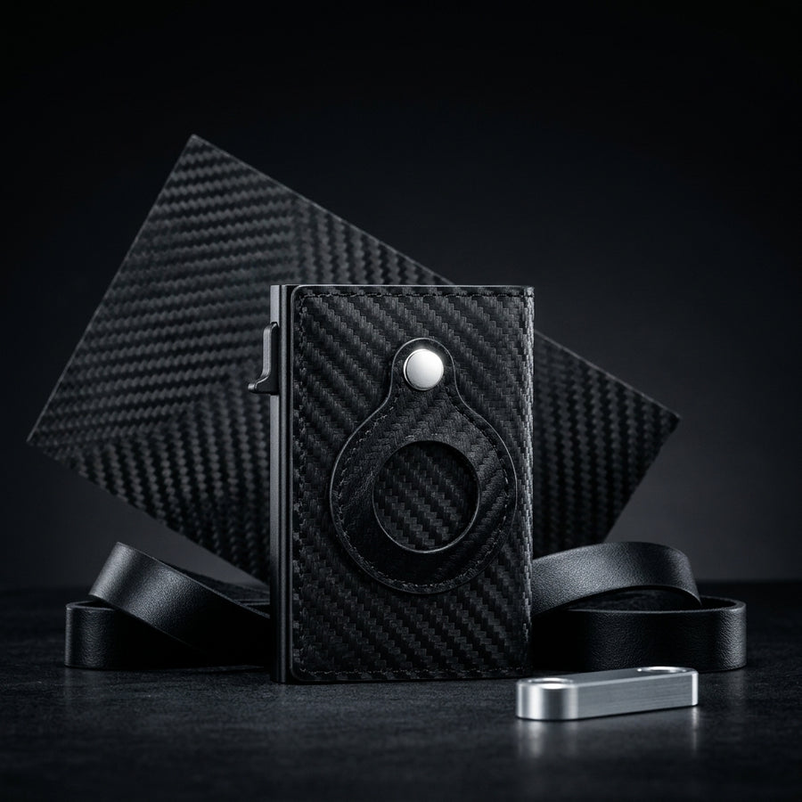 The RFID card-holder wallet with its ring and matching case