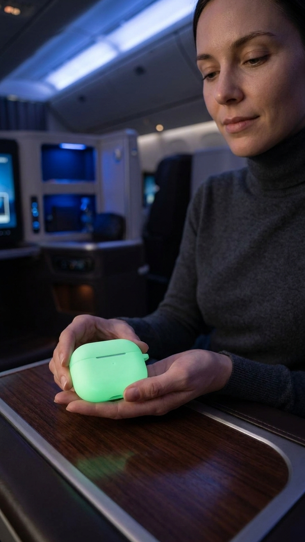 Luminous silicone travel earbud case