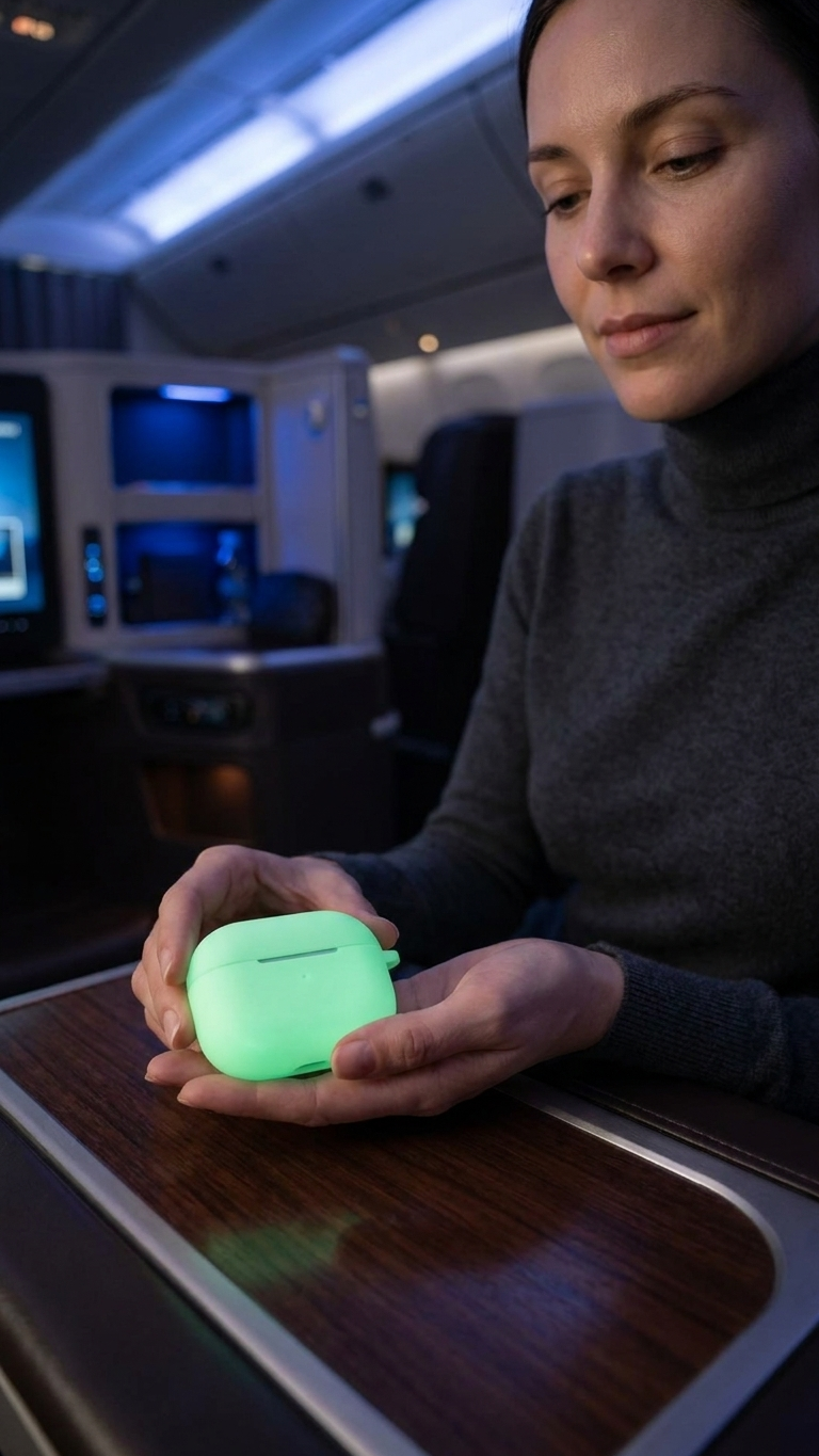 Luminous silicone travel earbud case