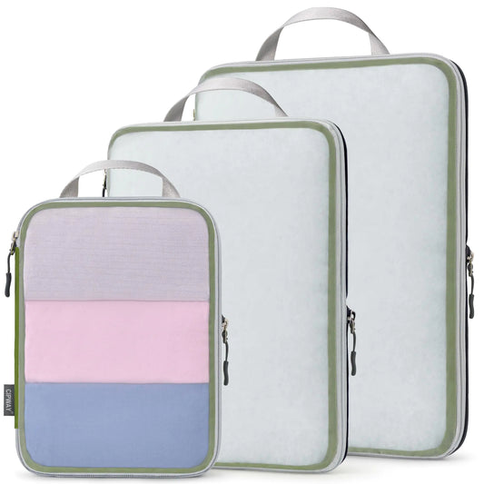 Cipway Mesh Compression Packing Cubes Ultralight See Through Luggage Organizer Bags Travel Essentials for Carry on Suitcase（3 PcsGreen）